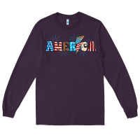 Plum Lightning bolt with America Long Sleeve Tee - Neo Western
