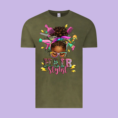 Vintage Tee hair stylist afro messy bun