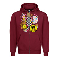 Burgundy retro softball Zipper Hoodie - JahusDesignShop