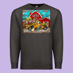 Western Truck Farm Animals Mousepad Premium Sweatshirt Designed By Barkaloodesign