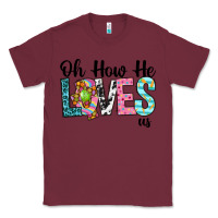 Burgundy Oh how he loves us Classic Tee - Neo Western
