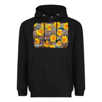 Black aztec sunflower leopard background Heavyweight Hoodie - AdoDesignShop