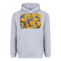 Heather Grey aztec sunflower leopard background Heavyweight Hoodie - AdoDesignShop
