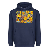 Navy aztec sunflower leopard background Heavyweight Hoodie - AdoDesignShop
