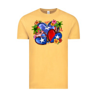 Vintage Mustard puerto rico hearts Vintage Tee - Zillion Design Studio