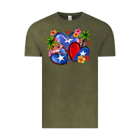 Vintage Olive puerto rico hearts Vintage Tee - Zillion Design Studio