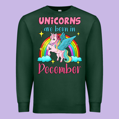 Unicorns Are Born In December Premium Sweatshirt Designed By Jasminsmagicworld