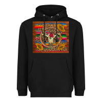 Black serape sunflowers bull skull background Heavyweight Hoodie - Artiststas
