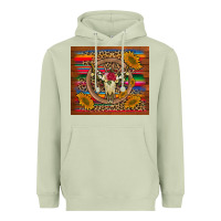 Matcha serape sunflowers bull skull background Heavyweight Hoodie - Artiststas