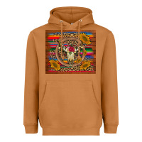 Meerkat serape sunflowers bull skull background Heavyweight Hoodie - Artiststas