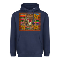 Navy serape sunflowers bull skull background Heavyweight Hoodie - Artiststas