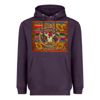 Plum serape sunflowers bull skull background Heavyweight Hoodie - Artiststas