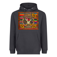 Smoke serape sunflowers bull skull background Heavyweight Hoodie - Artiststas