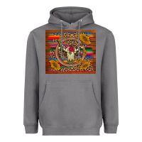 Storm serape sunflowers bull skull background Heavyweight Hoodie - Artiststas