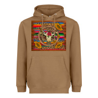 Toasted Coconut serape sunflowers bull skull background Heavyweight Hoodie - Artiststas