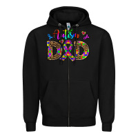 Black rainbow colors autism dad Zipper Hoodie - AdoDesignShop