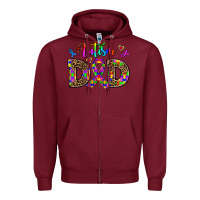 Burgundy rainbow colors autism dad Zipper Hoodie - AdoDesignShop
