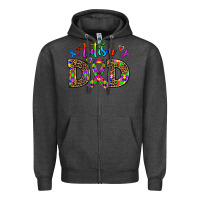 Charcoal Heather rainbow colors autism dad Zipper Hoodie - AdoDesignShop