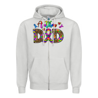 Dove Grey rainbow colors autism dad Zipper Hoodie - AdoDesignShop