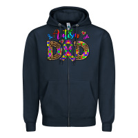 Navy rainbow colors autism dad Zipper Hoodie - AdoDesignShop