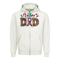 Oatmeal Heather rainbow colors autism dad Zipper Hoodie - AdoDesignShop
