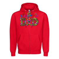 Red rainbow colors autism dad Zipper Hoodie - AdoDesignShop