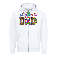 White rainbow colors autism dad Zipper Hoodie - AdoDesignShop