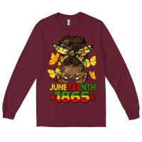 Burgundy juneteenth 1865 afro bun Long Sleeve Tee - HRA Design Shop