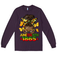 Plum juneteenth 1865 afro bun Long Sleeve Tee - HRA Design Shop