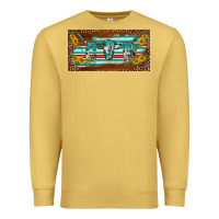 Antique Gold western howdy cowgirl leopard serape   license plate template Premium Sweatshirt - BarkalooDesign