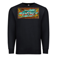 Black western howdy cowgirl leopard serape   license plate template Premium Sweatshirt - BarkalooDesign