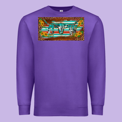 Western Howdy Cowgirl Leopard Serape   License Plate Template Premium Sweatshirt Designed By Barkaloodesign
