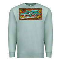 Seafoam western howdy cowgirl leopard serape   license plate template Premium Sweatshirt - BarkalooDesign