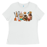White cookie coffee cup Ladies Tee - AdoDesignShop