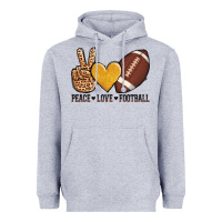 Heather Grey peace love football Heavyweight Hoodie - AdoDesignShop