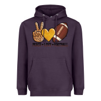 Plum peace love football Heavyweight Hoodie - AdoDesignShop