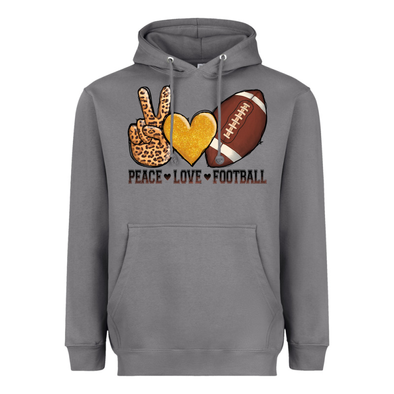 Peace Love Football Heavyweight Hoodie by AdoDesignShop | Teevron