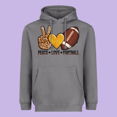 Peace Love Football Heavyweight Hoodie Designed By Adodesignshop