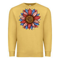 Antique Gold American Flag Sunflower Premium Sweatshirt - LillyAllenDesigns