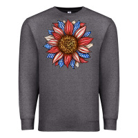 Charcoal Heather American Flag Sunflower Premium Sweatshirt - LillyAllenDesigns