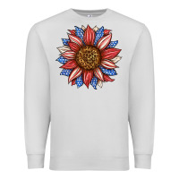 Dove Grey American Flag Sunflower Premium Sweatshirt - LillyAllenDesigns