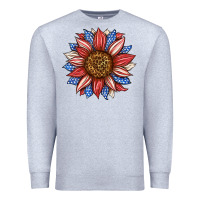 Heather Grey American Flag Sunflower Premium Sweatshirt - LillyAllenDesigns