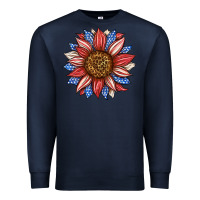 Navy American Flag Sunflower Premium Sweatshirt - LillyAllenDesigns