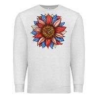 Oatmeal Heather American Flag Sunflower Premium Sweatshirt - LillyAllenDesigns