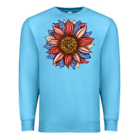 Ocean Blue American Flag Sunflower Premium Sweatshirt - LillyAllenDesigns
