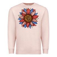 Pale Pink American Flag Sunflower Premium Sweatshirt - LillyAllenDesigns