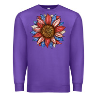 Purple American Flag Sunflower Premium Sweatshirt - LillyAllenDesigns