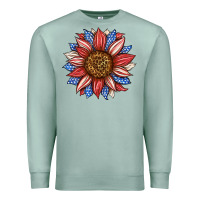Seafoam American Flag Sunflower Premium Sweatshirt - LillyAllenDesigns