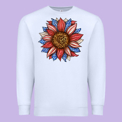 American Flag Sunflower Premium Sweatshirt Designed By Lillyallendesigns