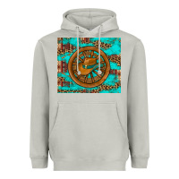 Moon Dust cowboy hat turquoise aztec background old wheel Heavyweight Hoodie - Artiststas